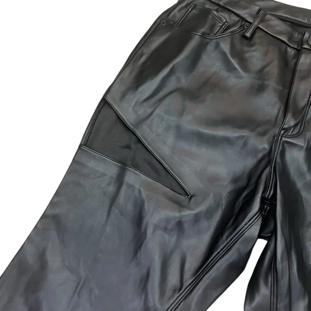 Good American Black Good Icon Faux Leather Cut Out Pants 18